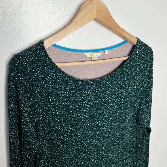 Boden Womens Abigail Long Sleeve Jersey Dress 10 Long Green Dots Pockets - Picture 5 of 11